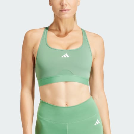 adidas Powerreact Training Medium-Support Bra - Green