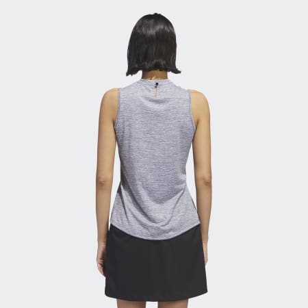 Essentials Heathered Mock-Neck Sleeveless Golf Polo Shirt