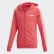 Chaqueta con capucha Essentials 3 bandas Core Pink / White FM6987 Chaqueta con capucha Essentials 3 bandas Core Pink / White FM6987