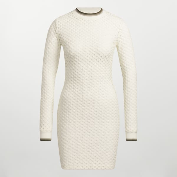 White Open Mesh Long Sleeve Mini Dress
