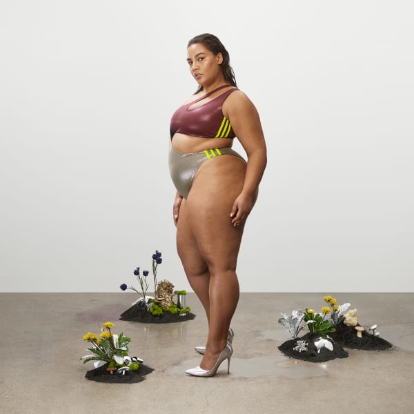 Burgundy One-Piece Cutout Swimsuit (Plus Size) BWK65