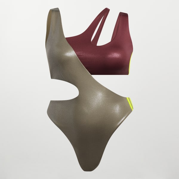 Burgundy One-Piece Cutout Swimsuit (Plus Size) BWK65