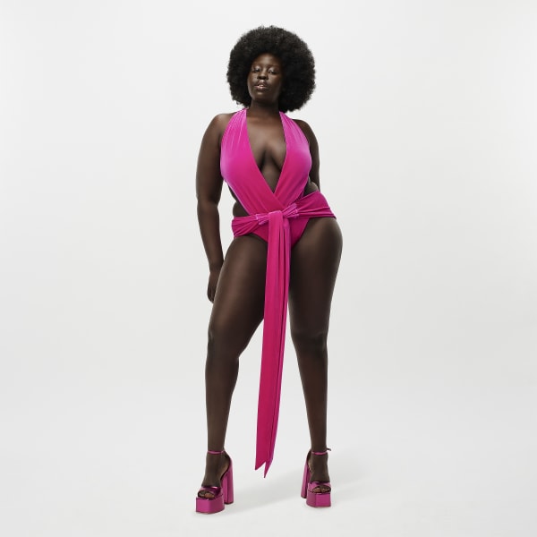 adidas Front Tie One Piece Swimsuit Pink adidas Singapore