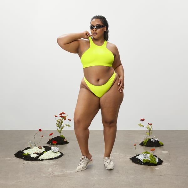 Yellow Swim Crop Top (Plus Size) MME74