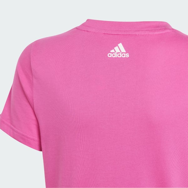 Rosa Playera Essentials Logo Linear Algodón Ajuste Ceñido