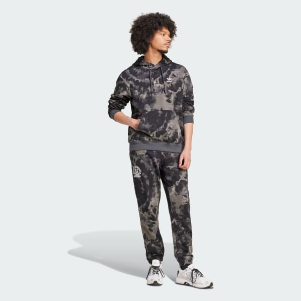 Zwart Tie-Dyed Allover Print Hooded Sweatshirt