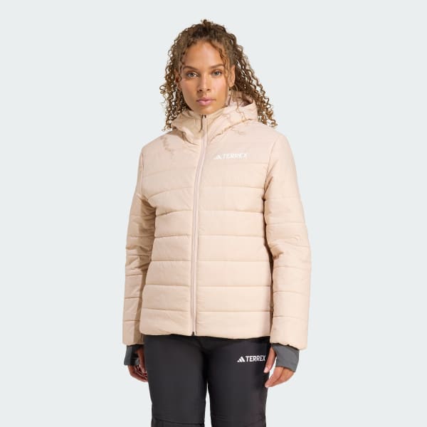 hnedá Prešívaná bunda s kapucňou Terrex Multi Essentials CLIMAWARM