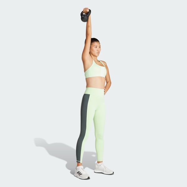 Verde Top Deportivo Powerimpact Training 3 Franjas Soporte Medio