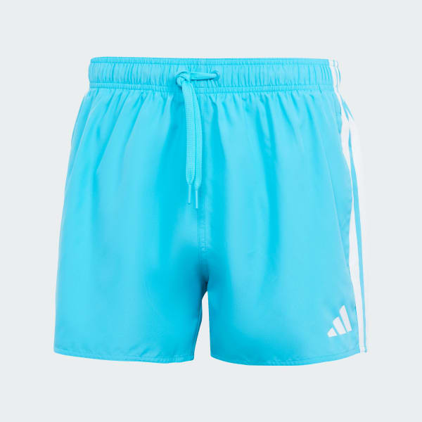 Turquoise 3-Stripes Swim Shorts 3-Inch