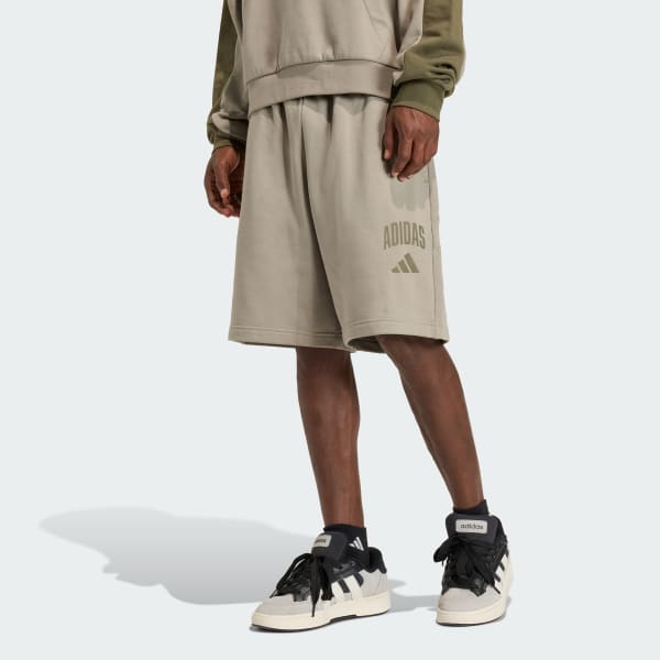 สีเขียว กางเกงขาสั้นผ้าฟลีซ COLLEGIATE