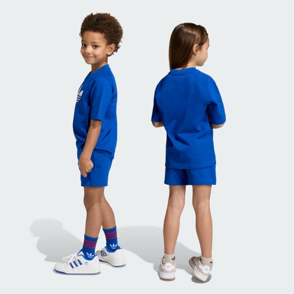 Blue TREFOIL LOOSE SHORT TEE SET