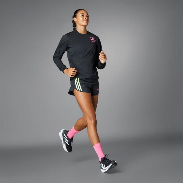 Sort Own the Run adidas Runners Long Sleeve kønsneutral T-shirt