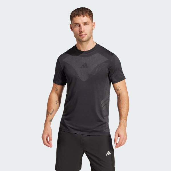 ブラック シームレス 半袖Tシャツ