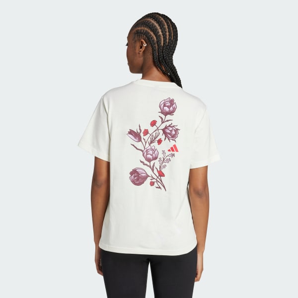 Bianco T-shirt grafica floreale Tiro