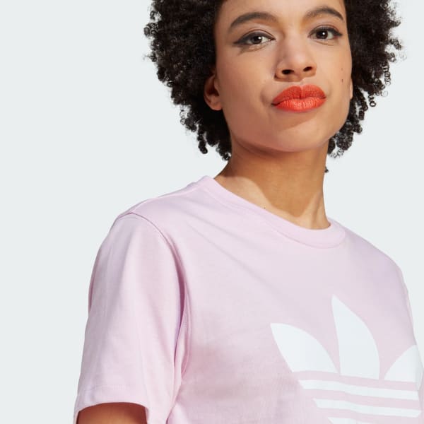 Pink trefoil adidas shirt hotsell
