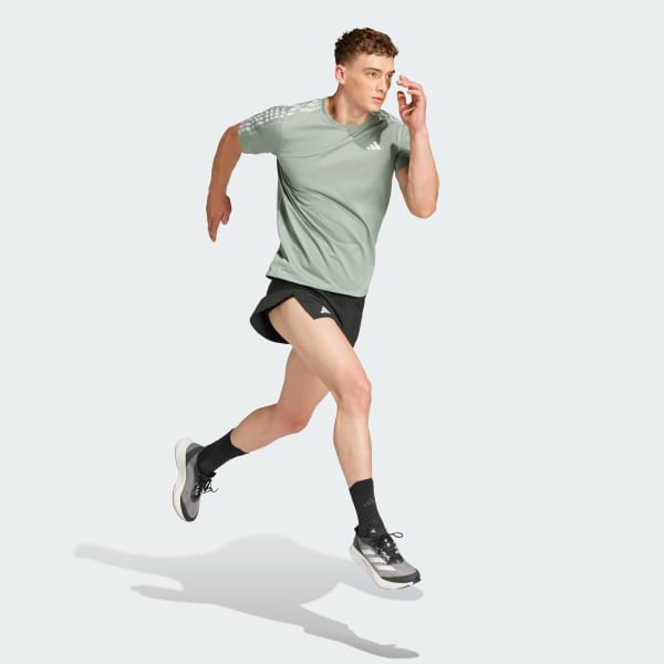 Green Own the Run 3-Stripes Tee