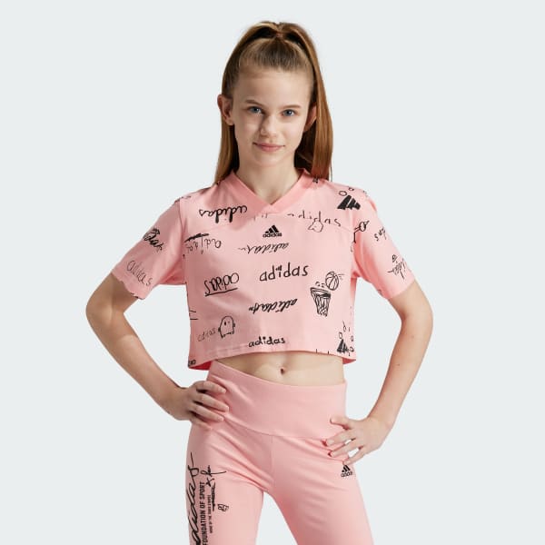 Pink Brand Love Cropped T-Shirt Kids