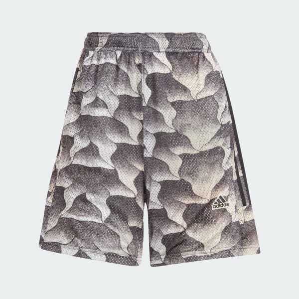Beige Tiro Print Mesh Summer Shorts