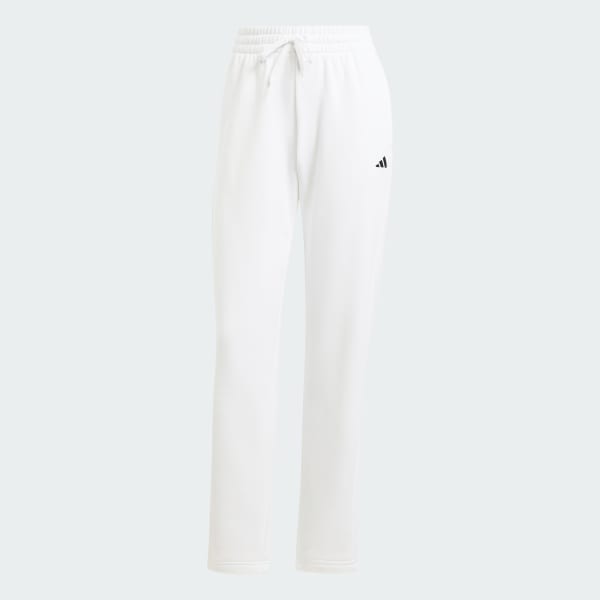 White Essentials Small Logo Feel Cozy Open Hem Pants