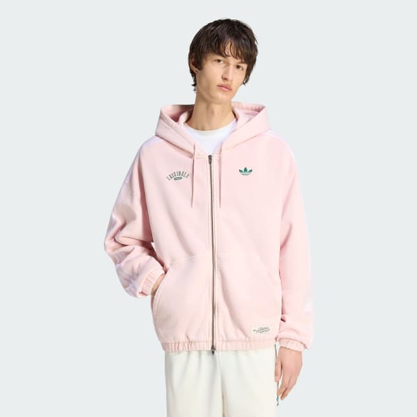 Pink ADIDAS ORIGINALS - WASHED GRAPHICS ZIP-THRU HOODIE