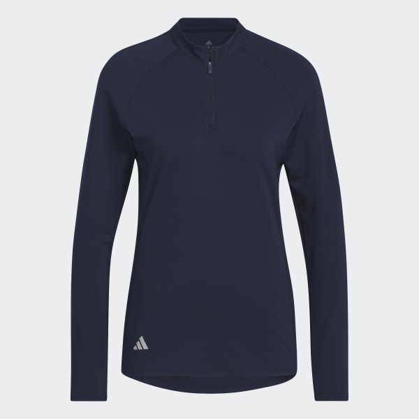 Blue Quarter-Zip Long Sleeve Golf Polo Shirt