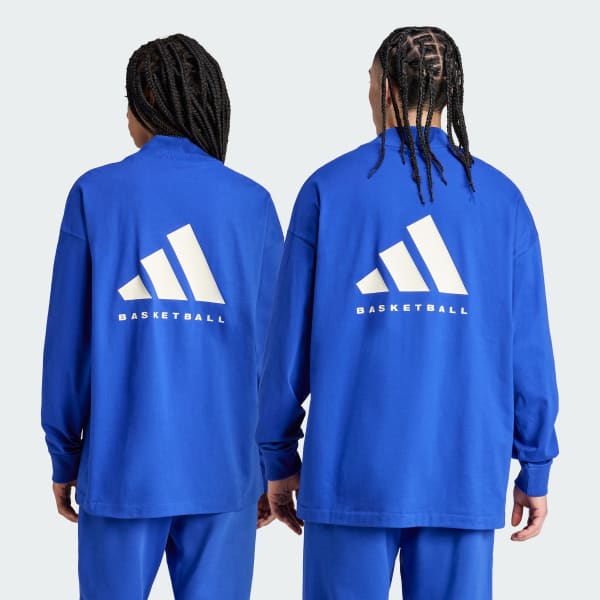 Blue adidas Basketball Long-Sleeve Top