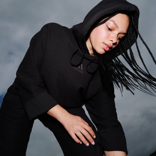 Negro Sudadera con Gorro Reversed Felpa Francesa (Unisex)