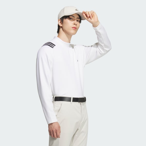 ホワイト 【ゴルフ】COLD. RDYスリーストライプスLSモックシャツ