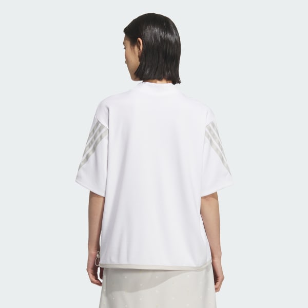 White AEROREADY 3-Stripes Mock Neck Short Sleeve Shirt