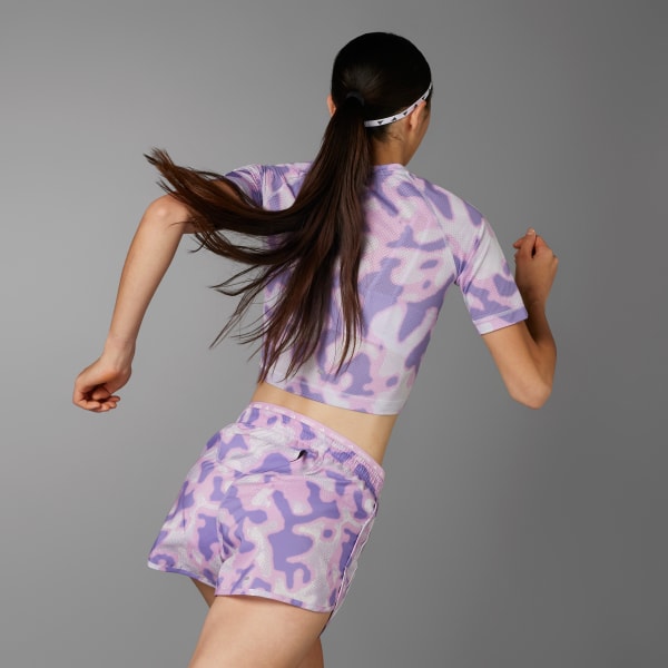 Grigio T-shirt Own the Run 3-Stripes Allover Print