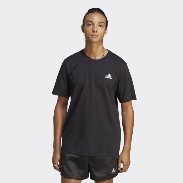 Zwart Essentials Single Jersey Geborduurd Small Logo T-shirt