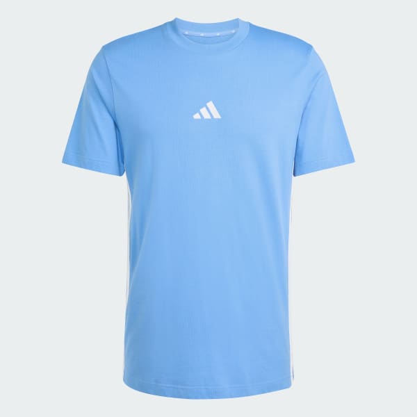สีน้ำเงิน เสื้อยืดผ้าซิงเกิลเจอร์ซีย์ Essentials 3-Stripes