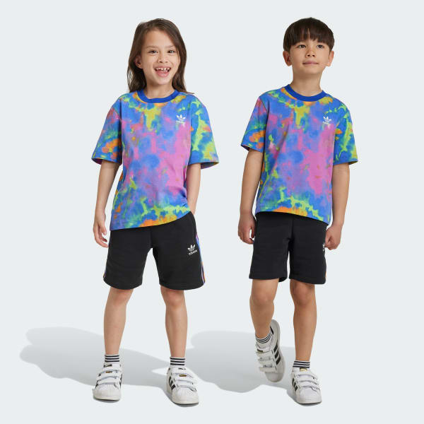 Negro Conjunto Shorts y Playera Tie-Dyed Niños