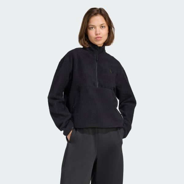 Black City Tech High Pile Fleece Half-Zip Jacket