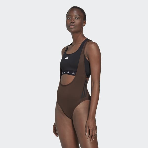 hnedá Body TrainIcons 3-Stripes Leotard