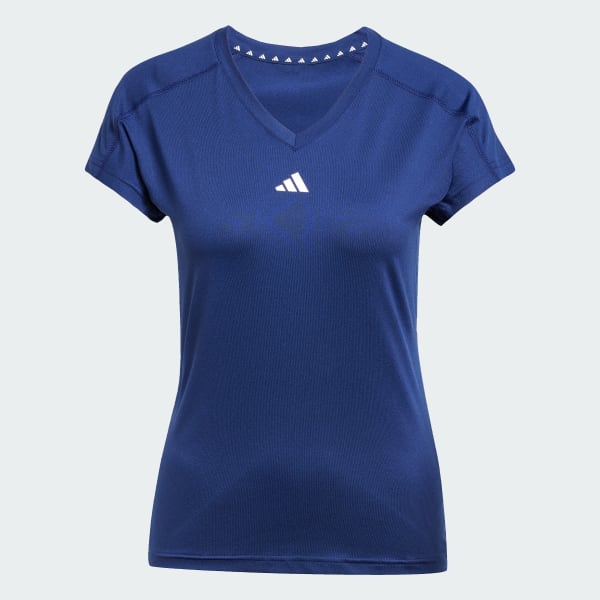 modrá Tričko AEROREADY Train Essentials Minimal Branding V-Neck