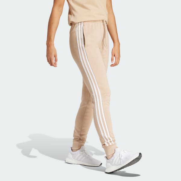adidas Essentials 3-Stripes Beige Pants Women\'s US French adidas Terry | - Cuffed | Lifestyle