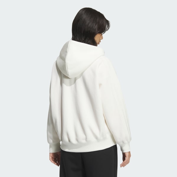 ホワイト エッセンシャルズ プラス スリーストライプス スペーサーニット ルーズフィット フルジップ パーカー