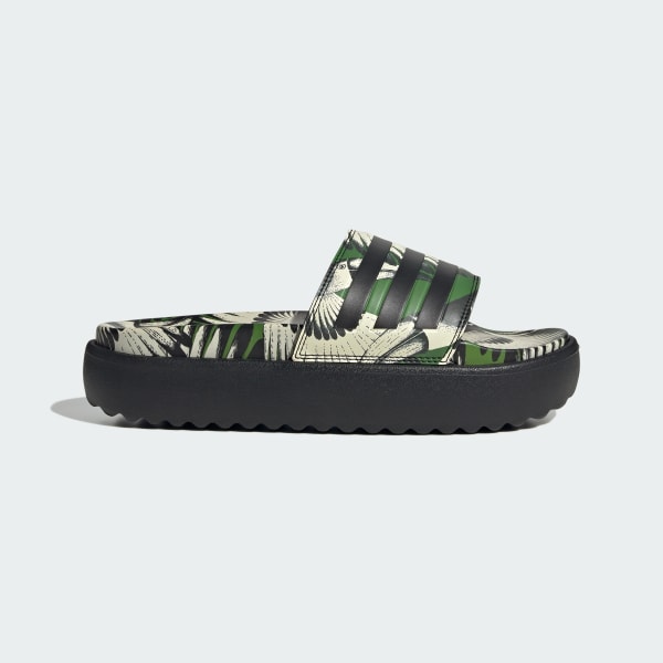 Green Adilette Platform Slides