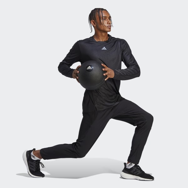 cierna Tričko Workout PU Print Long Sleeve