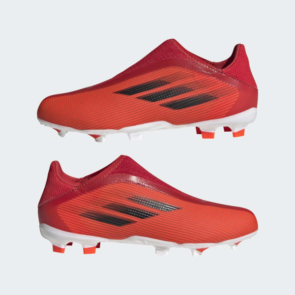 สีแดง รองเท้าฟุตบอล X Speedflow.3 Laceless Firm Ground LEL11
