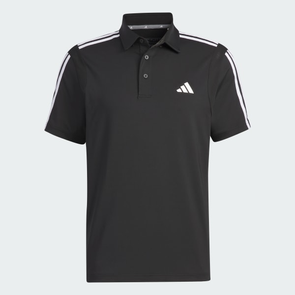 Black HEAT.RDY 3-Stripe Short Sleeve Polo Shirt