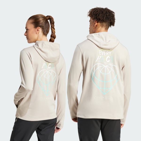 Beige Own the Run Runners Hoodie (Uniseks)