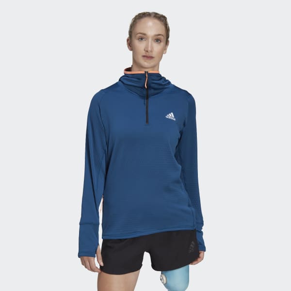 adidas X-City Fleece Running Long Sleeve Hoodie - Blue | Women's ...