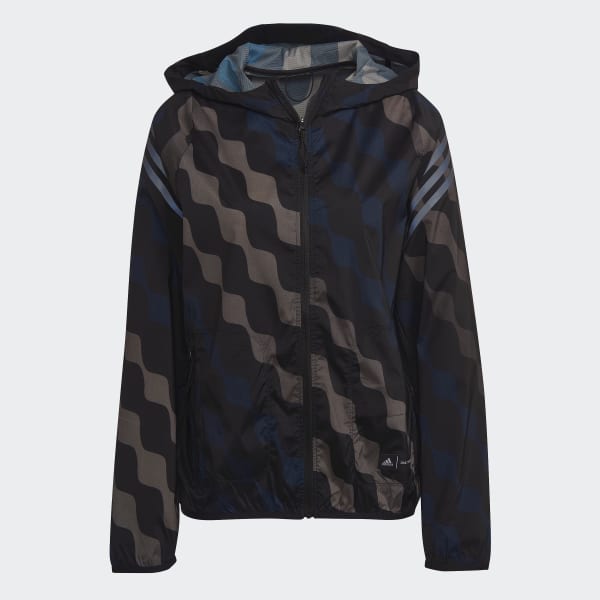 cerná Větrovka Marimekko Run Icons 3-Stripes Hooded Running RH125