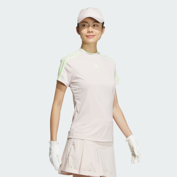 Pink AEROREADY 3-Stripes Short Sleeve Mock Neck Shirt