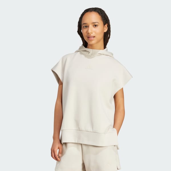 bézová Soft Lux Loose Sleeveless Hoodie