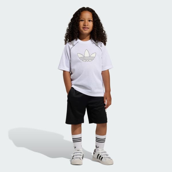 Blanco CONJUNTO DE POLO Y SHORTS HOLGADOS DE MALLA