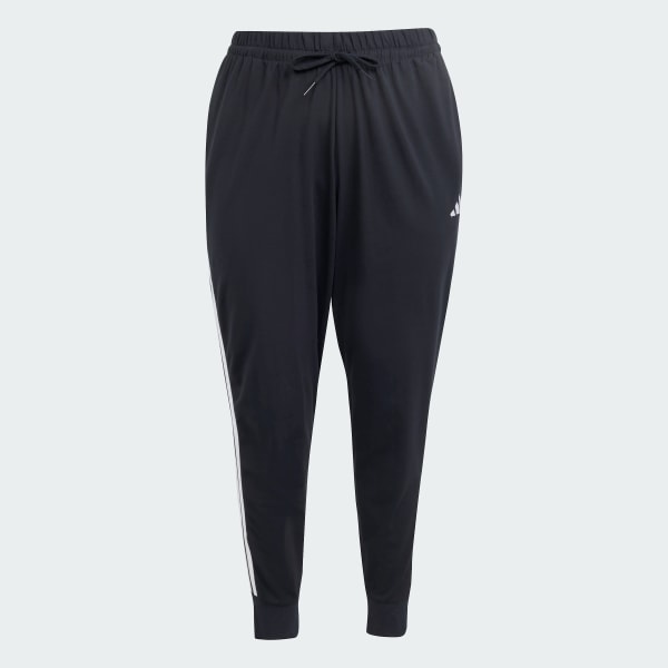 cierna TEPLÁKOVÉ NOHAVICE ESSENTIALS 3-STRIPES (PLUS SIZE)