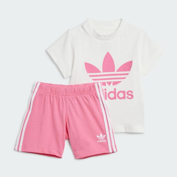 adidas Adicolor Trefoil Shorts Tee Set - Pink | Kids' Lifestyle 